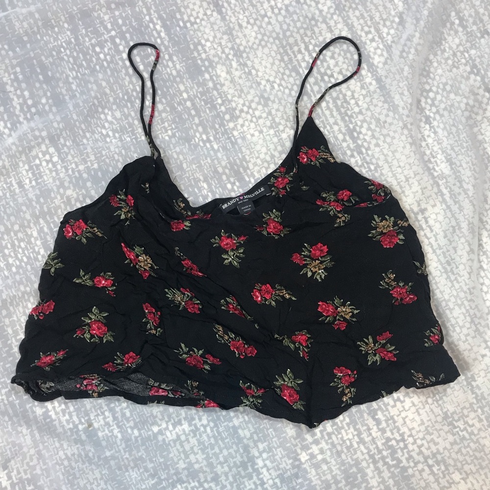 Brandy Melville floral Super crop tank top